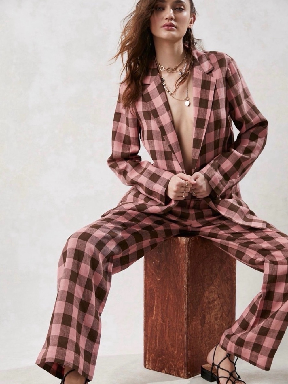 Scotch & Soda Linen Gingham Blazer